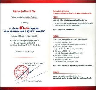 Thư thông báo Lễ kỷ niệm 10 năm thành lập Bệnh viện Tim Hà Nội và Hội thảo khoa học